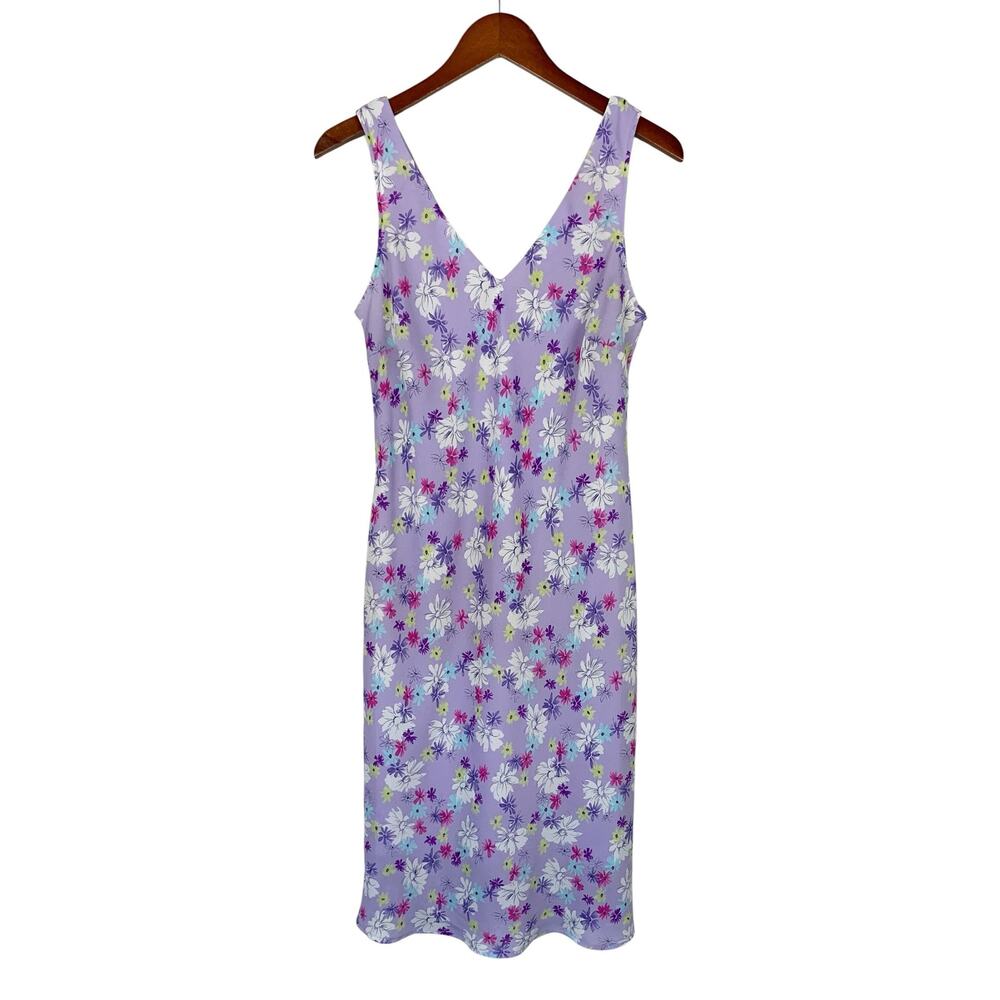 Vintage California Concepts Dress Purple Floral Sleeveless Women's 13 Y2K 90s